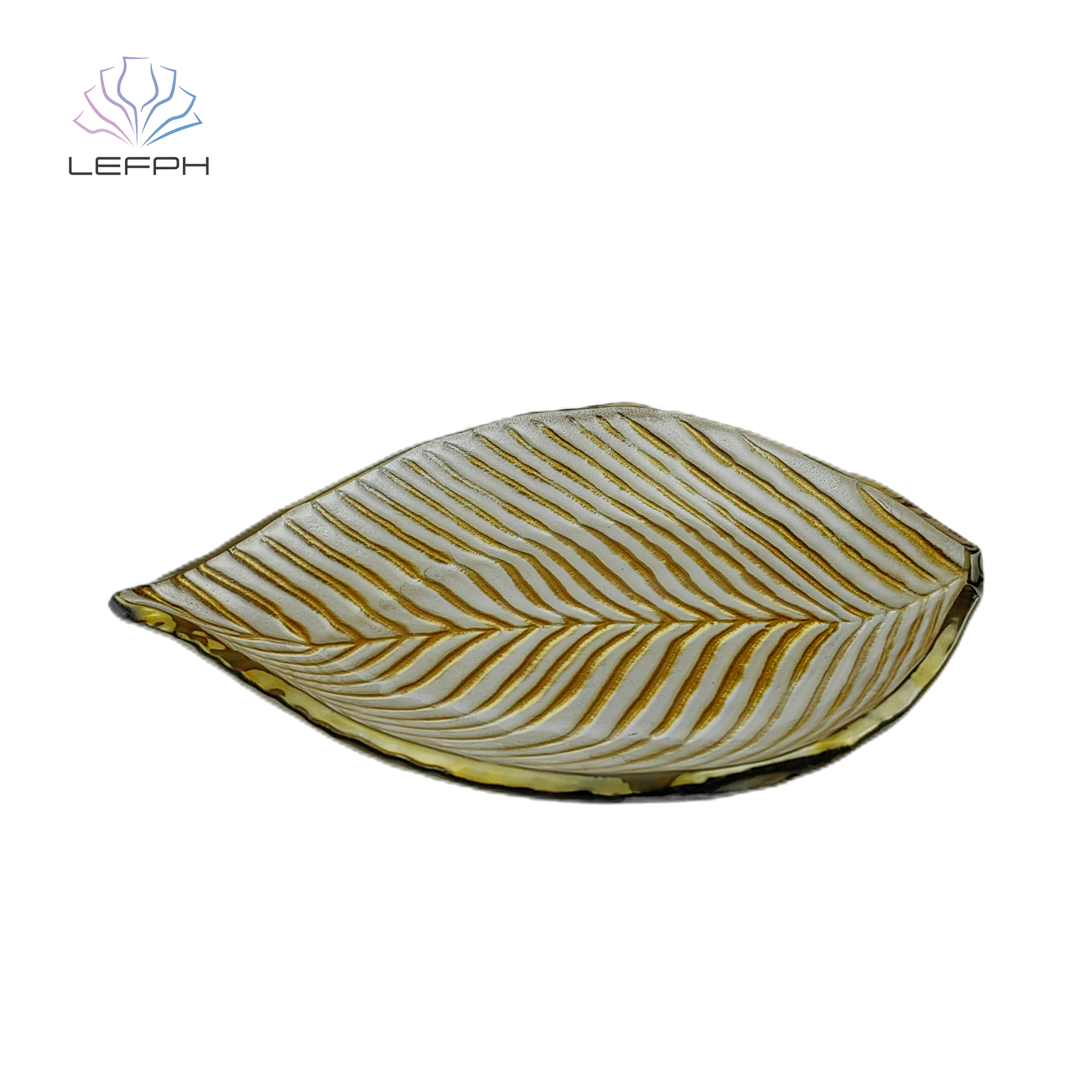 Golden leaf glass plate