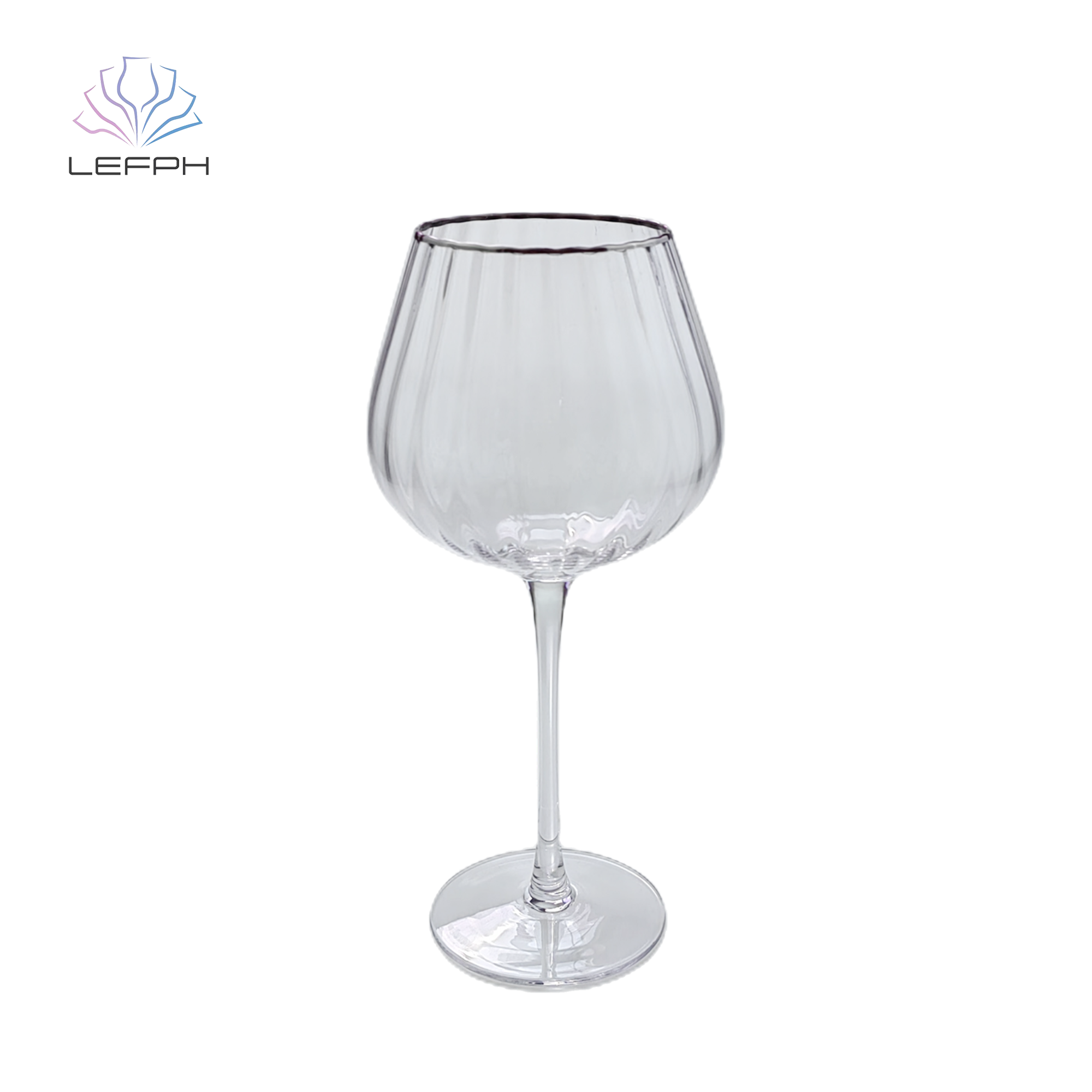 Silver edged vertical arris big red wine cup