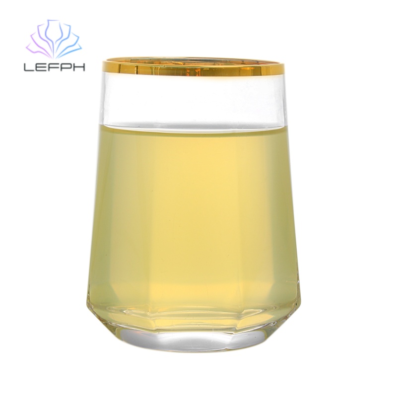 Hand painted gold rim embossed water glass