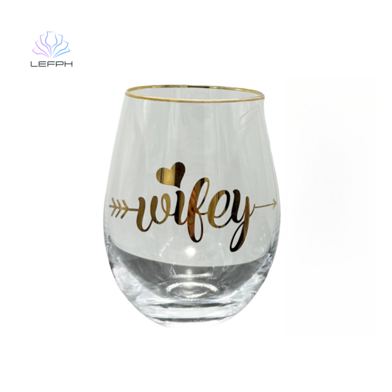 Wedding hand painted gold rim water glass
