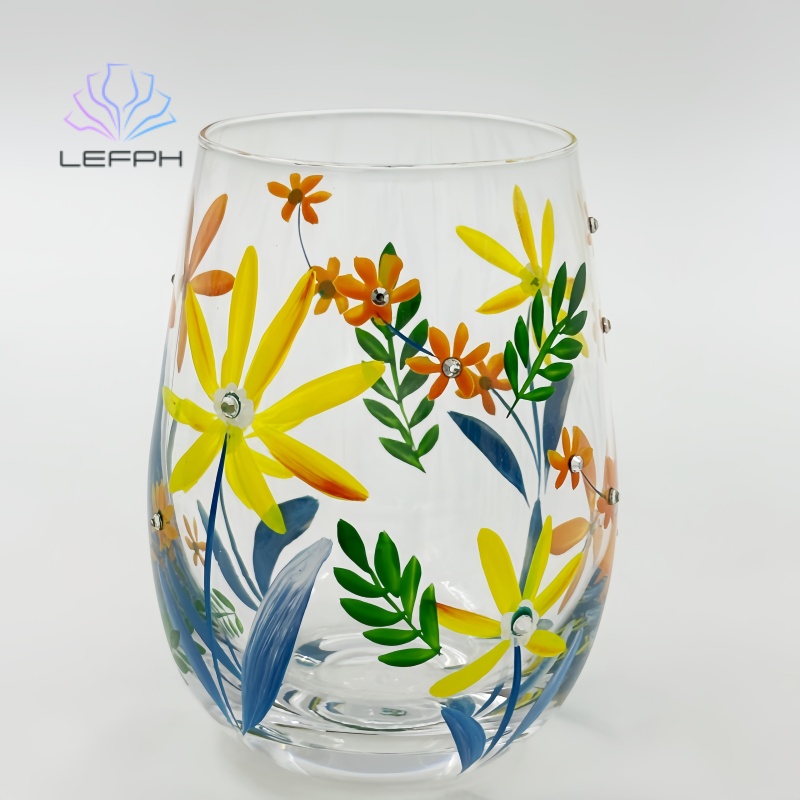 Hand-painted Spring Flower water glass(L）