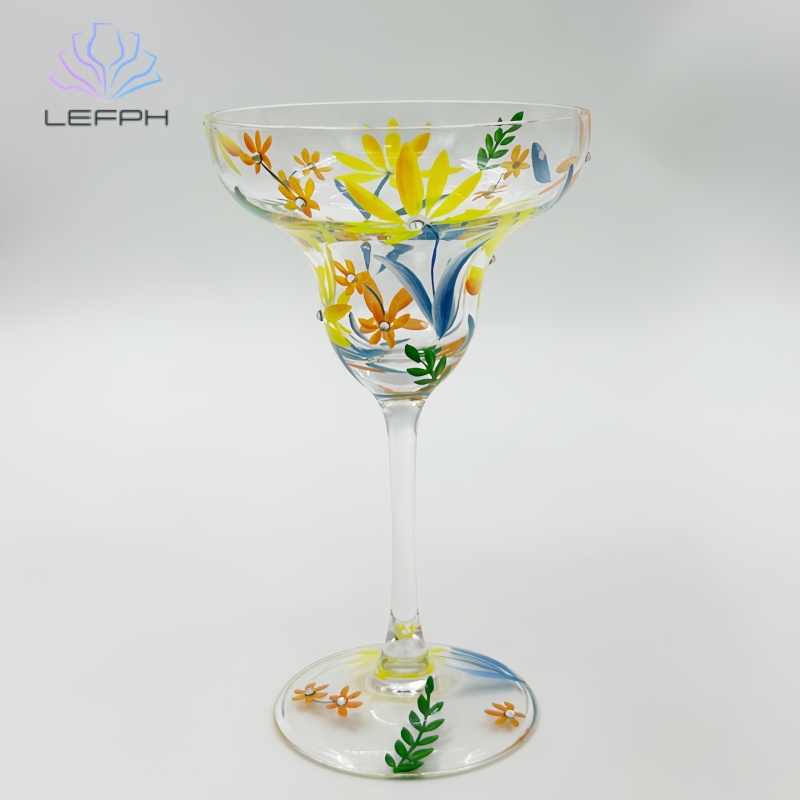 Hand-painted Spring Flower cocktail glass