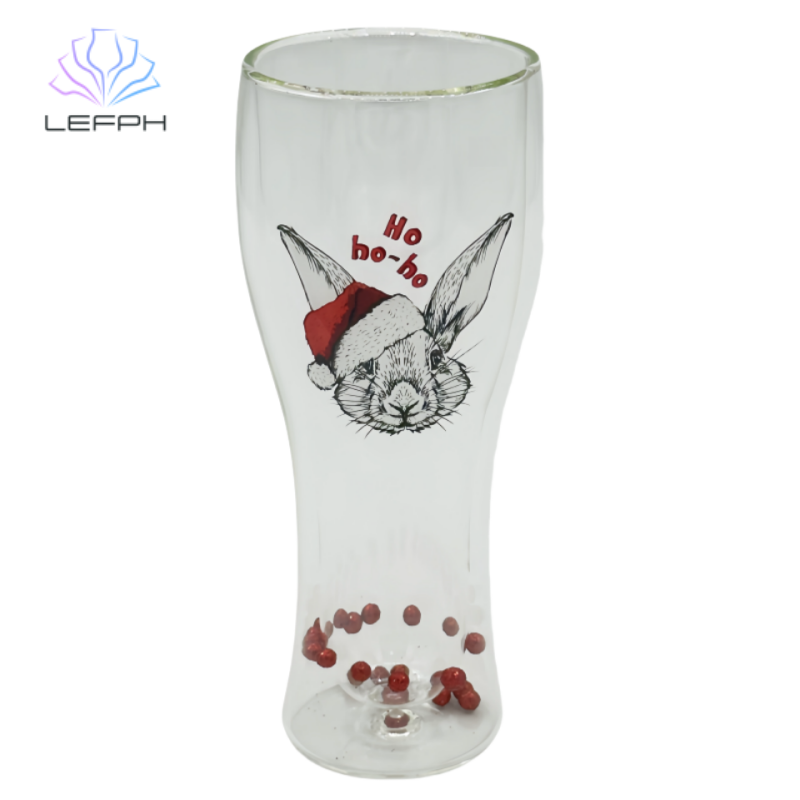 High borosilicate double Christmas bunny beer glass