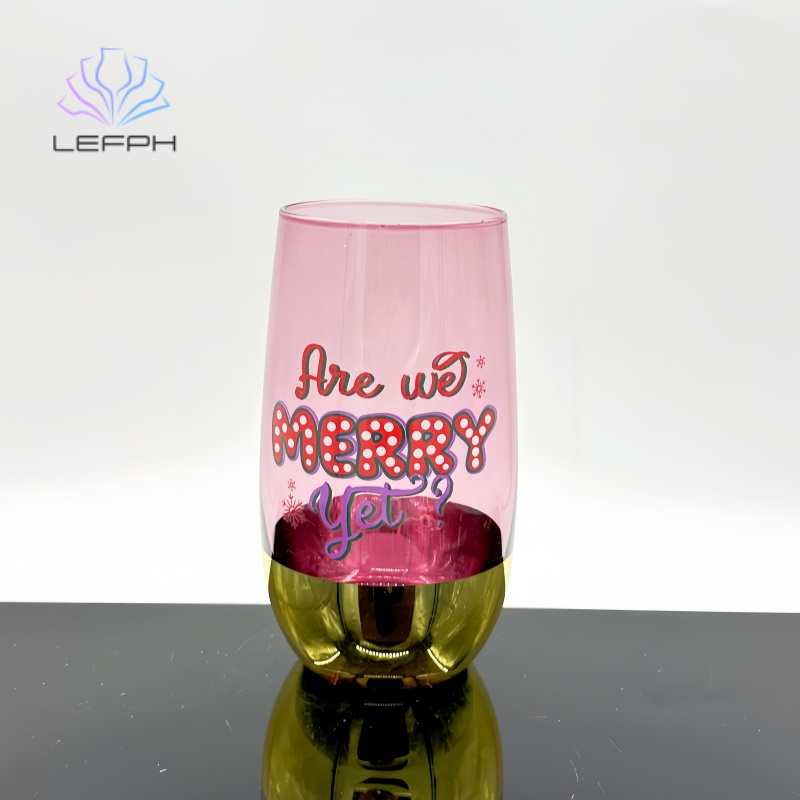 Plated decal gold bottom water glass