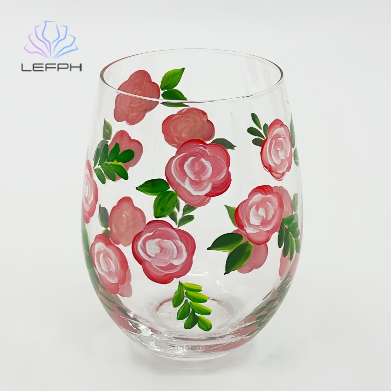 Hand-painted rose juice glass