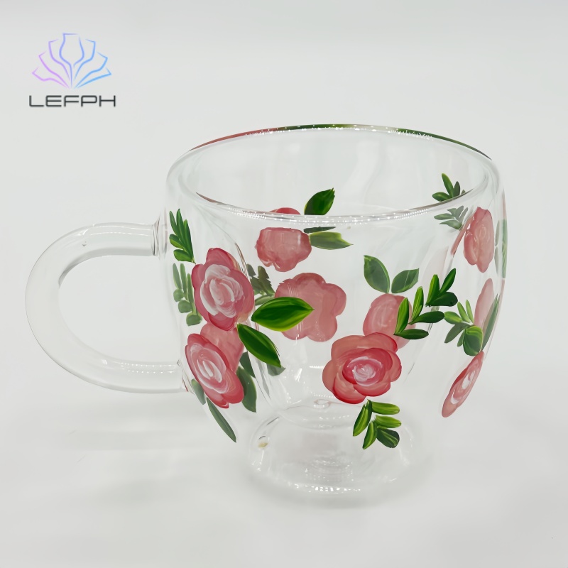 Hand-painted rose coffee mug