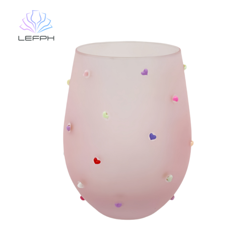 Handmade pink paste heart juice glass