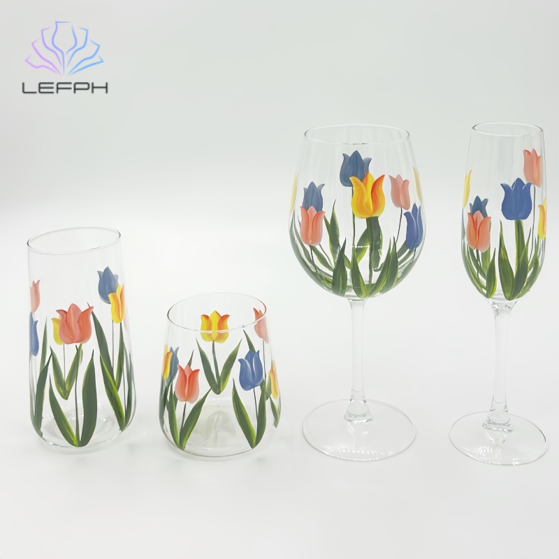 Hand-painted herbal glass set