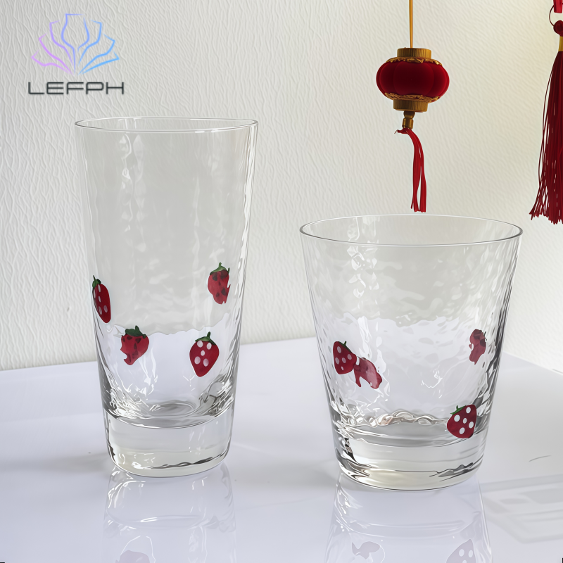 Hand-painted strawberry pop glass