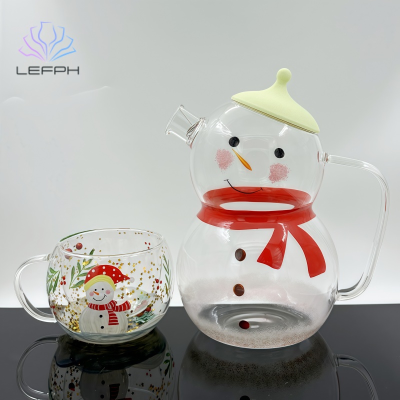 Hand-painted Christmas snowman high borosilicate pot glass series