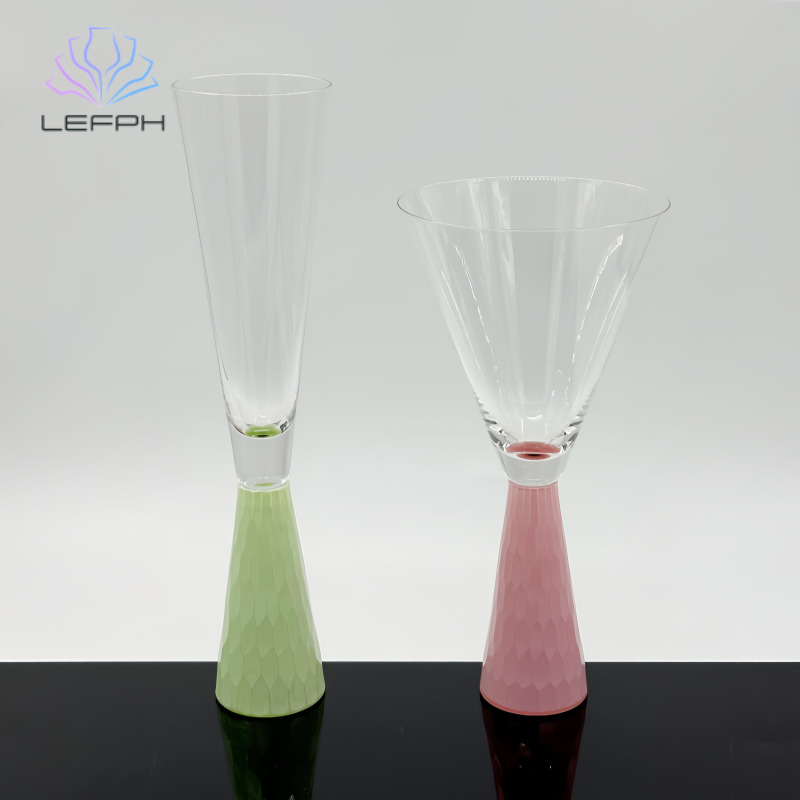 Green cocktail glass with pink base