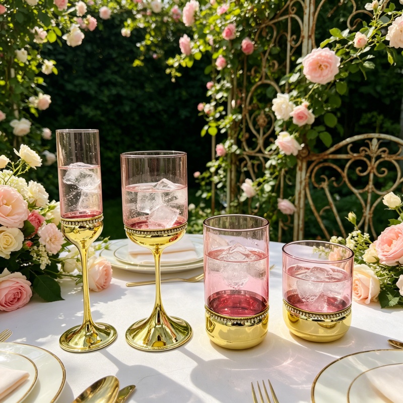 High borosilicate electroplated colored wine glass series
