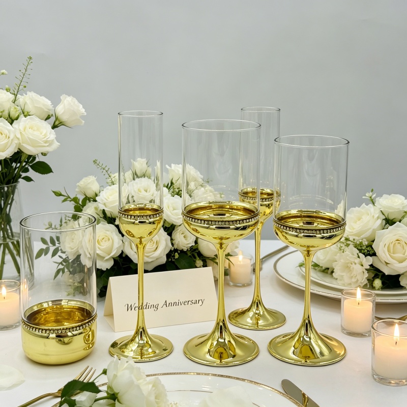 High borosilicate golden stem wine glass series