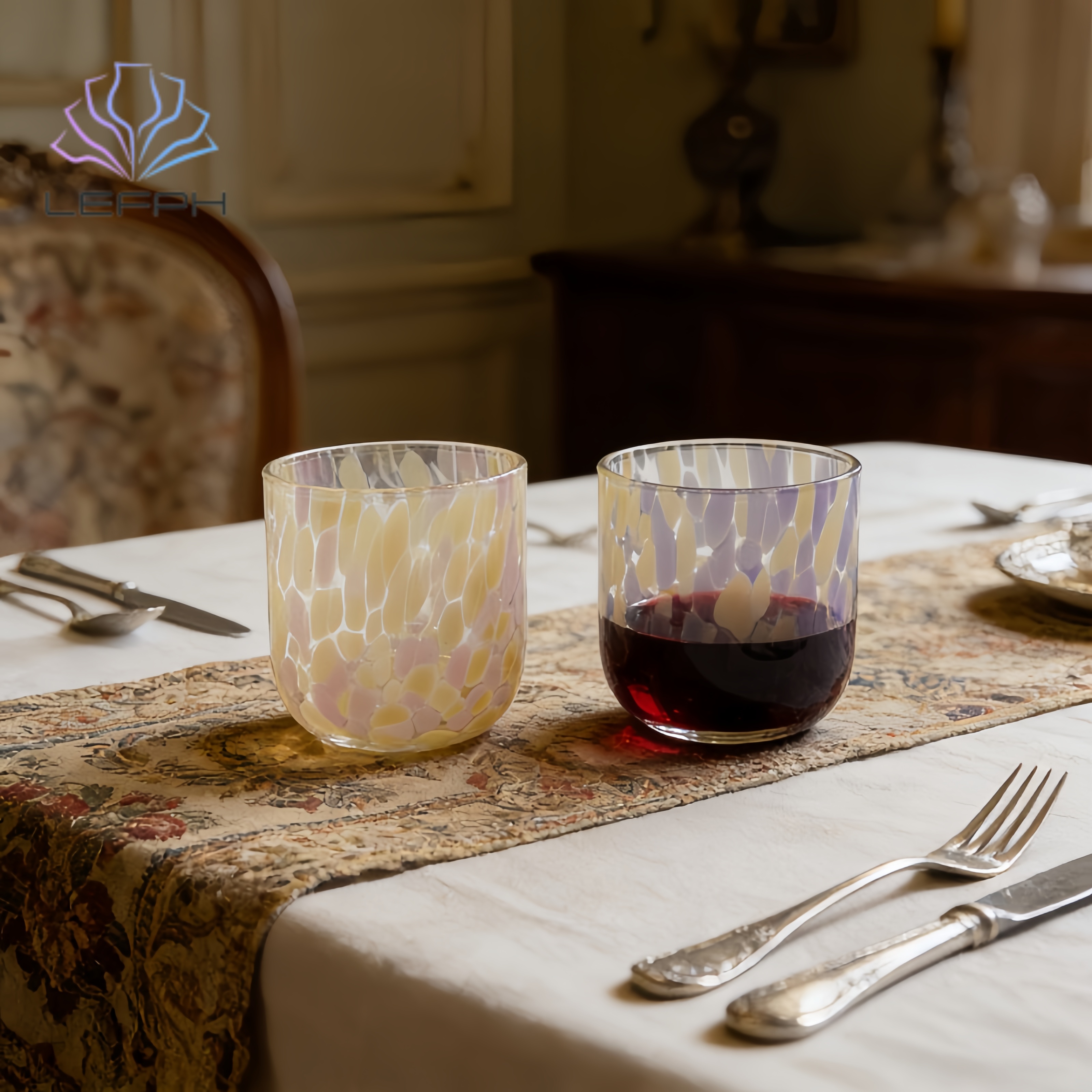 Colorful multi-color whisky glass