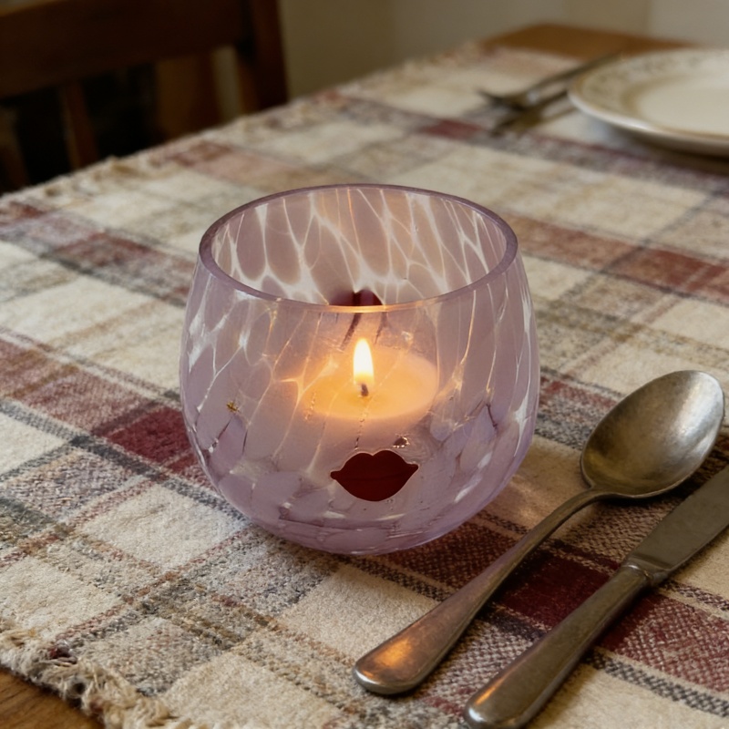Colorful dots on relief candlestick