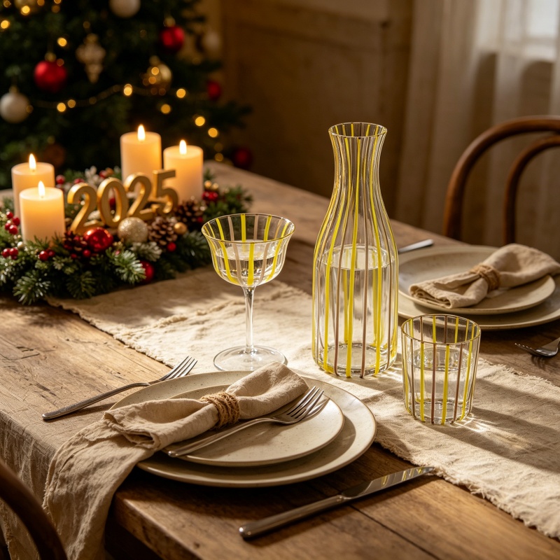 Colorful Striped Wine Pot and Cup Collection